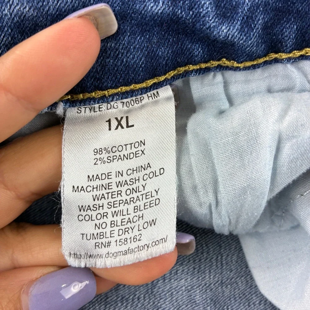 DOGMA Womens 1XL Plus Size Blue Denim‎ Jeans Comfort Stretch Casual High Rise